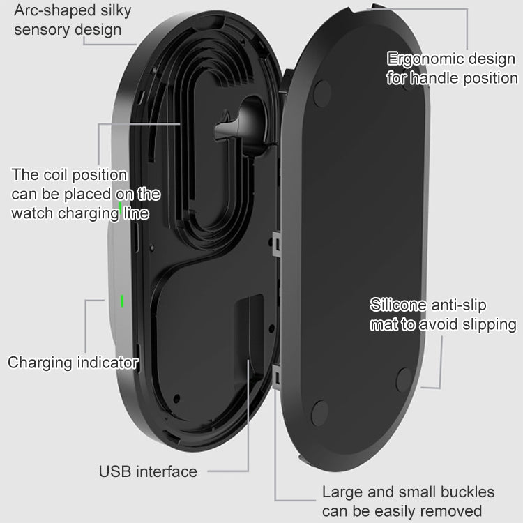 W55 3 In 1 Wireless Charger Holder Charging Station for iPhone / Apple Watch / AirPods