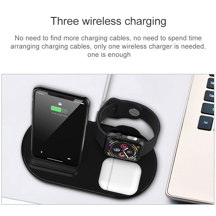 W55 3 In 1 Wireless Charger Holder Charging Station for iPhone / Apple Watch / AirPods