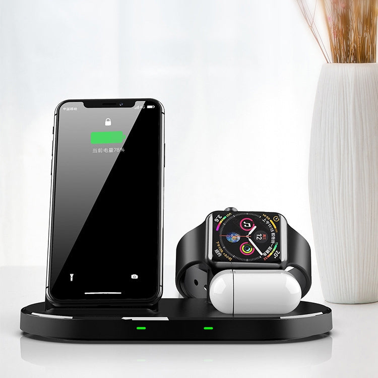 W55 3 In 1 Wireless Charger Holder Charging Station for iPhone / Apple Watch / AirPods