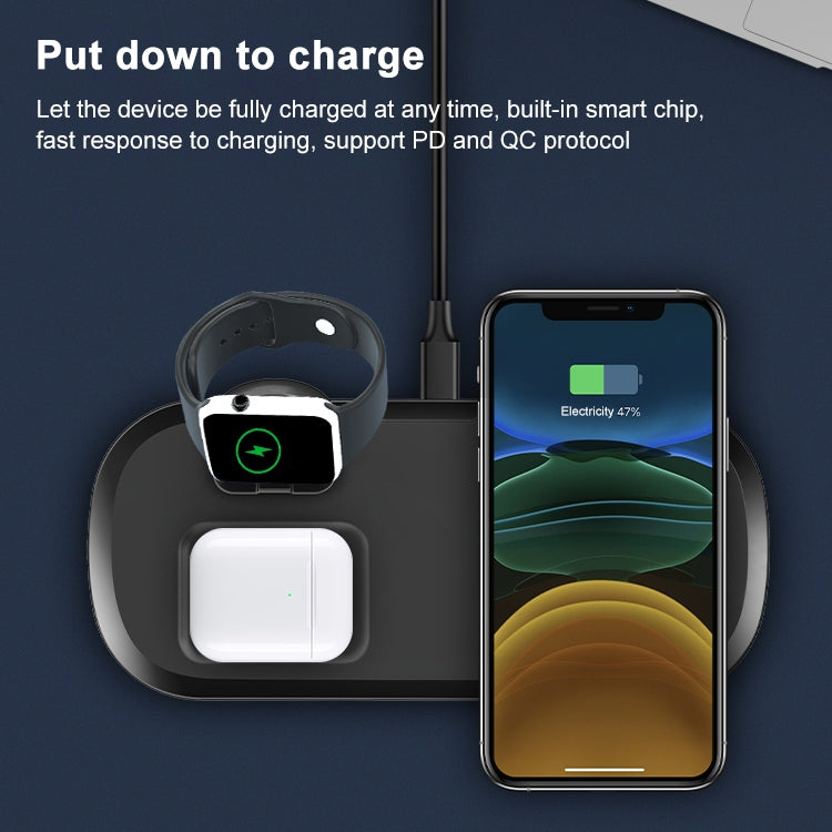 OJD-55 3 in 1 15W Multi-function Fast Charging Wireless Charger for iPhones & iWatches & AirPods