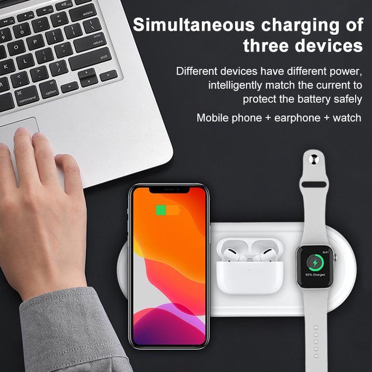 OJD-56 3 in 1 10W Multi-function Fast Charging Wireless Charger for Phones & iWatches & AirPods