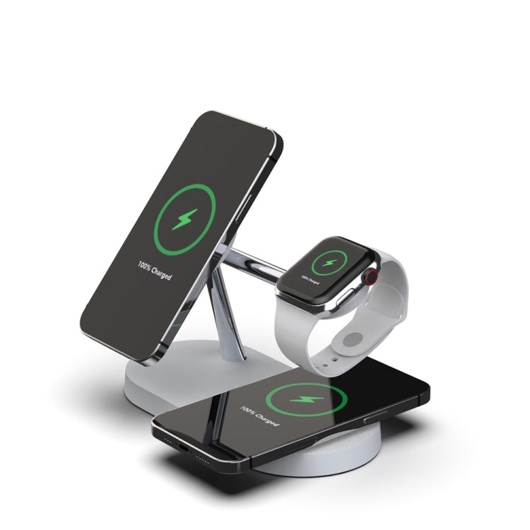 T268 5 in 1 15W Multi-function Magnetic Wireless Charger for iPhone 12 Series & Apple Watchs & AirPods 1 / 2 / Pro, with LED Light