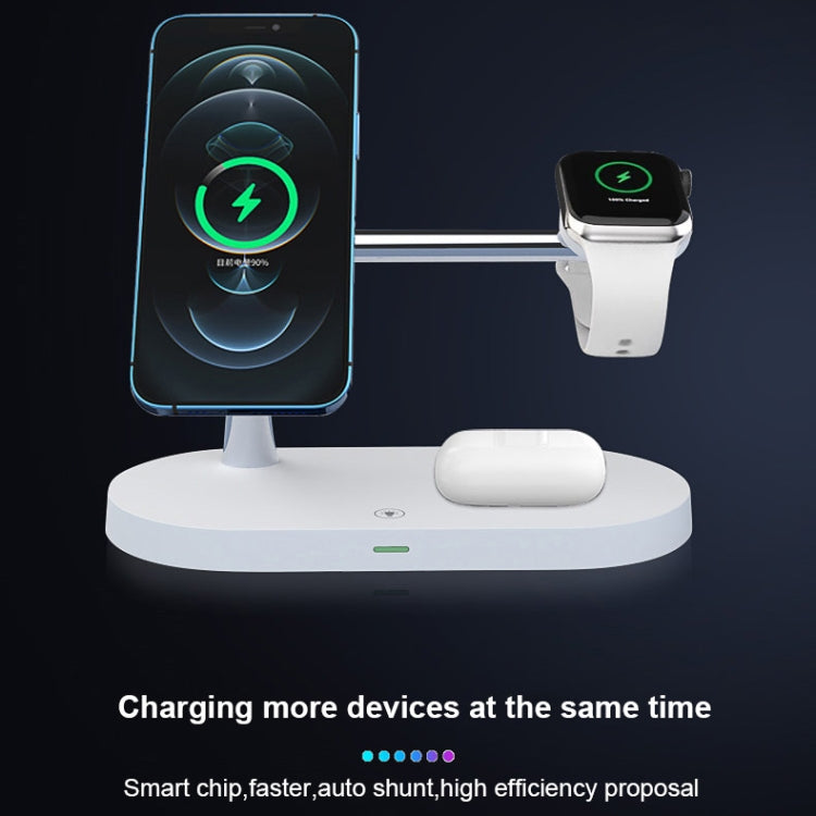 T268 5 in 1 15W Multi-function Magnetic Wireless Charger for iPhone 12 Series & Apple Watchs & AirPods 1 / 2 / Pro, with LED Light