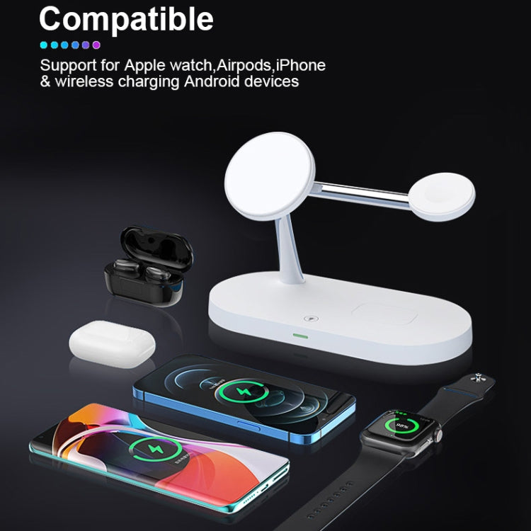 T268 5 in 1 15W Multi-function Magnetic Wireless Charger for iPhone 12 Series & Apple Watchs & AirPods 1 / 2 / Pro, with LED Light
