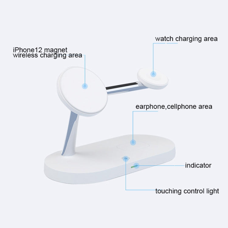 T268 5 in 1 15W Multi-function Magnetic Wireless Charger for iPhone 12 Series & Apple Watchs & AirPods 1 / 2 / Pro, with LED Light