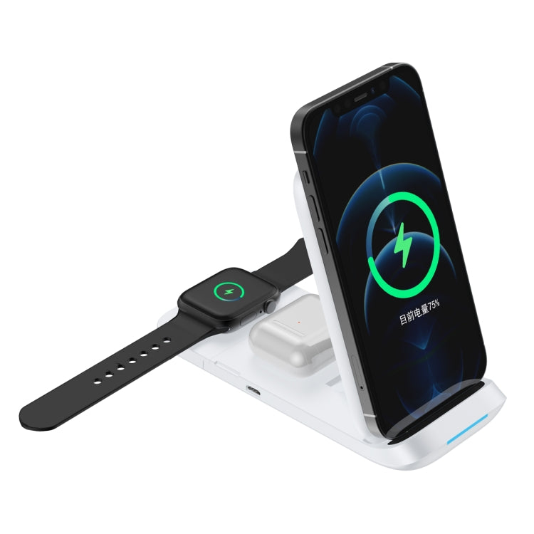 V8 3 in 1 Folding Portable Mobile Phone Watch Multi-Function Charging Stand Wireless Charger for iPhones & Apple Watch & Airpods