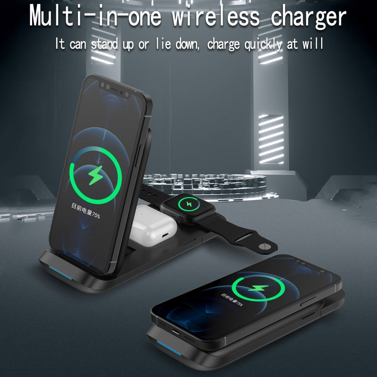 V8 3 in 1 Folding Portable Mobile Phone Watch Multi-Function Charging Stand Wireless Charger for iPhones & Apple Watch & Airpods
