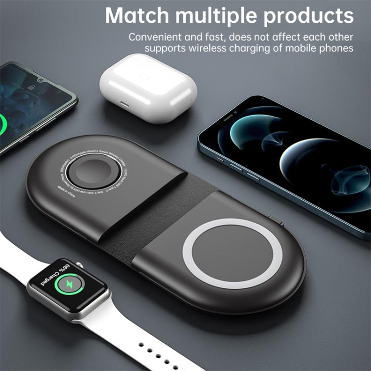 WS39A 15W Foldable Dual Wireless Charger Base for Mobile Phones & Apple Watches & AirPods