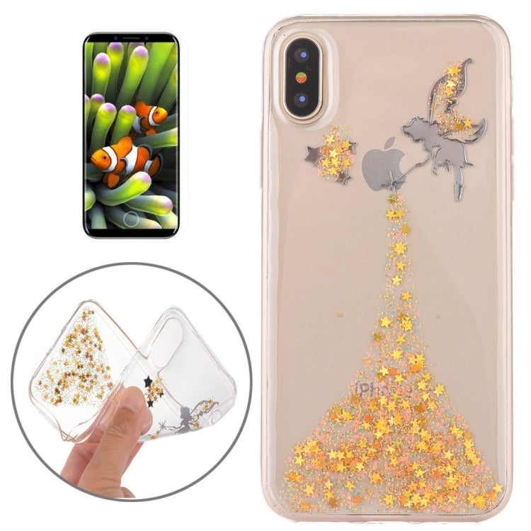 For iPhone X / XS Angel Pattern Epoxy Dripping Soft Protective Case