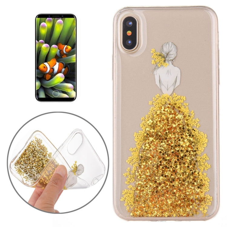 For iPhone X / XS Wedding Girl Pattern Epoxy Dripping Soft Protective Case