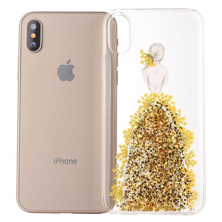 For iPhone X / XS Wedding Girl Pattern Epoxy Dripping Soft Protective Case