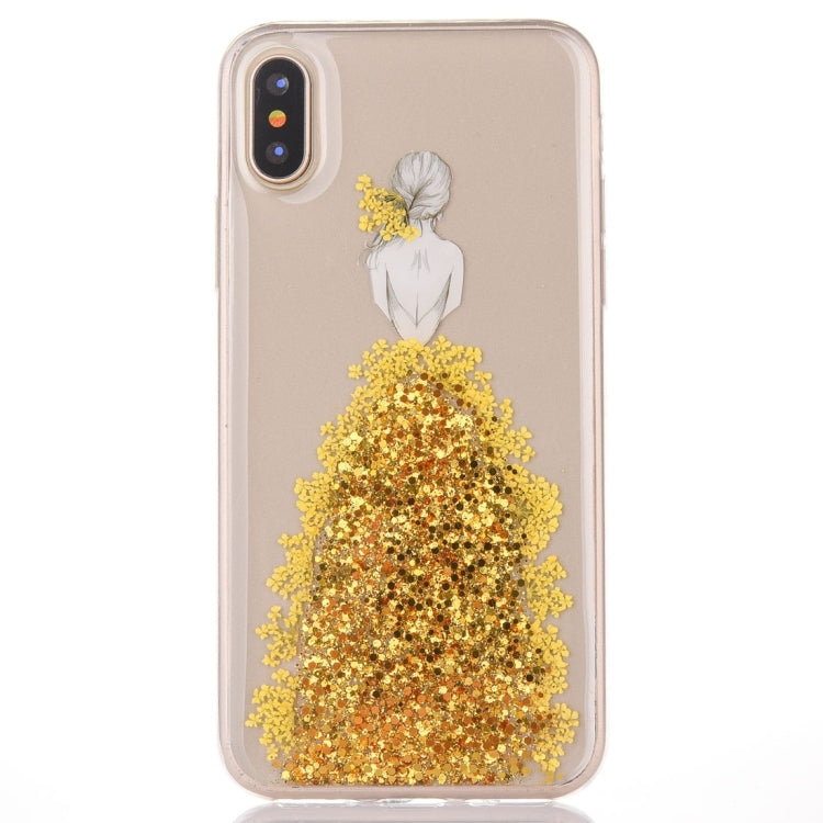 For iPhone X / XS Wedding Girl Pattern Epoxy Dripping Soft Protective Case