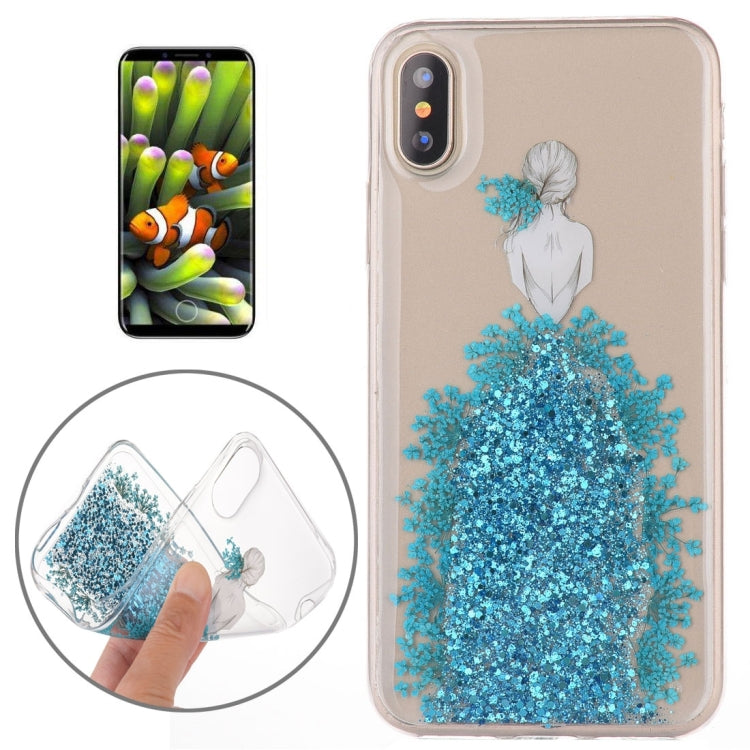 For iPhone X / XS Wedding Girl Pattern Epoxy Dripping Soft Protective Case