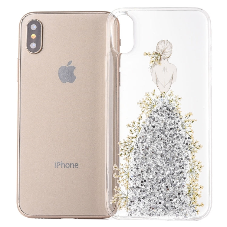 For iPhone X / XS Wedding Girl Pattern Epoxy Dripping Soft Protective Case