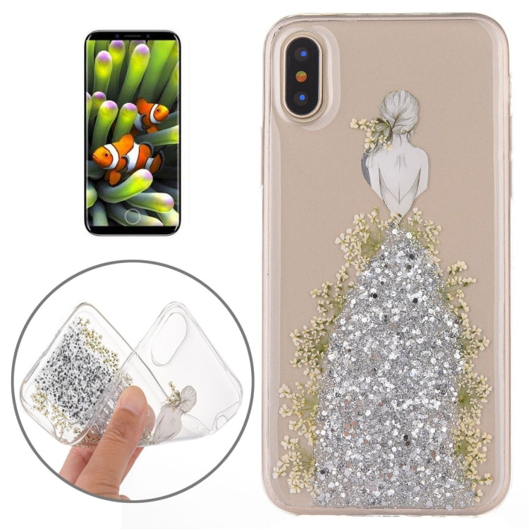 For iPhone X / XS Wedding Girl Pattern Epoxy Dripping Soft Protective Case