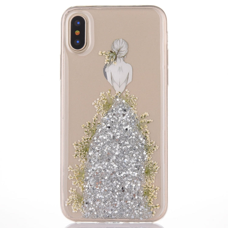 For iPhone X / XS Wedding Girl Pattern Epoxy Dripping Soft Protective Case