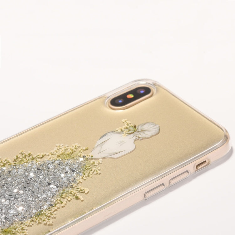 For iPhone X / XS Wedding Girl Pattern Epoxy Dripping Soft Protective Case