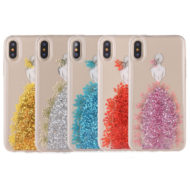 For iPhone X / XS Wedding Girl Pattern Epoxy Dripping Soft Protective Case