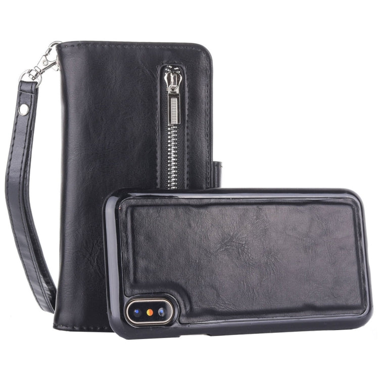 For iPhone X / XS Crazy Horse Texture Horizontal Flip Detachable Leather Case with Card Slots & Wallet & Photo Frame & Lanyard