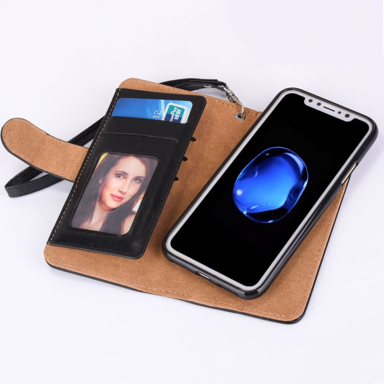 For iPhone X / XS Crazy Horse Texture Horizontal Flip Detachable Leather Case with Card Slots & Wallet & Photo Frame & Lanyard