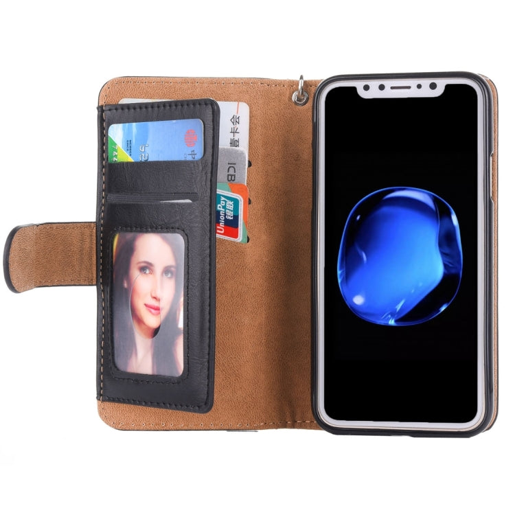 For iPhone X / XS Crazy Horse Texture Horizontal Flip Detachable Leather Case with Card Slots & Wallet & Photo Frame & Lanyard