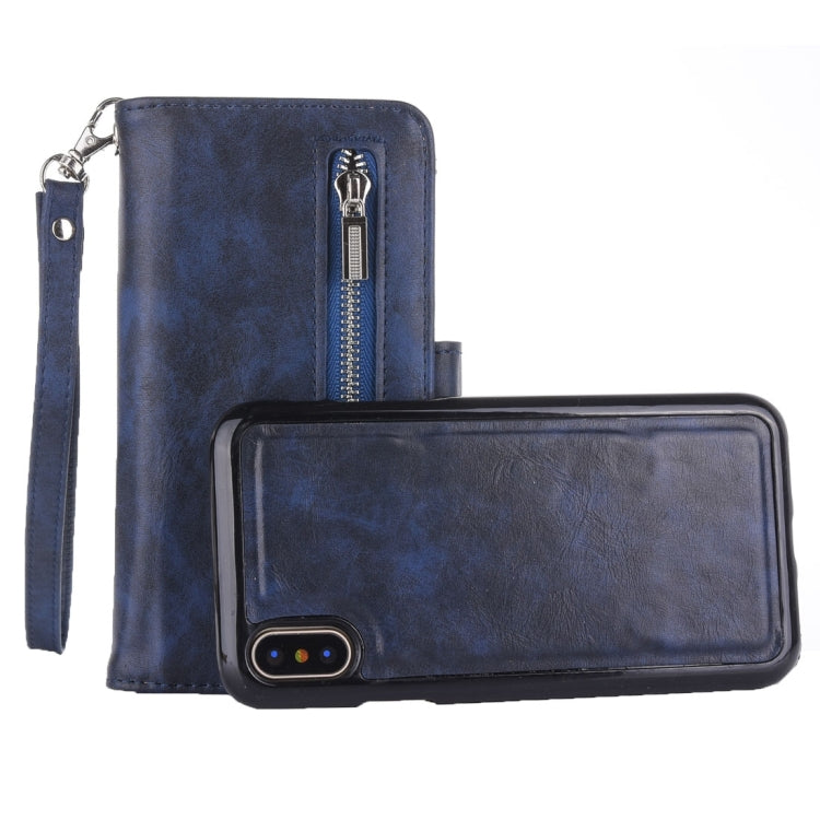For iPhone X / XS Crazy Horse Texture Horizontal Flip Detachable Leather Case with Card Slots & Wallet & Photo Frame & Lanyard
