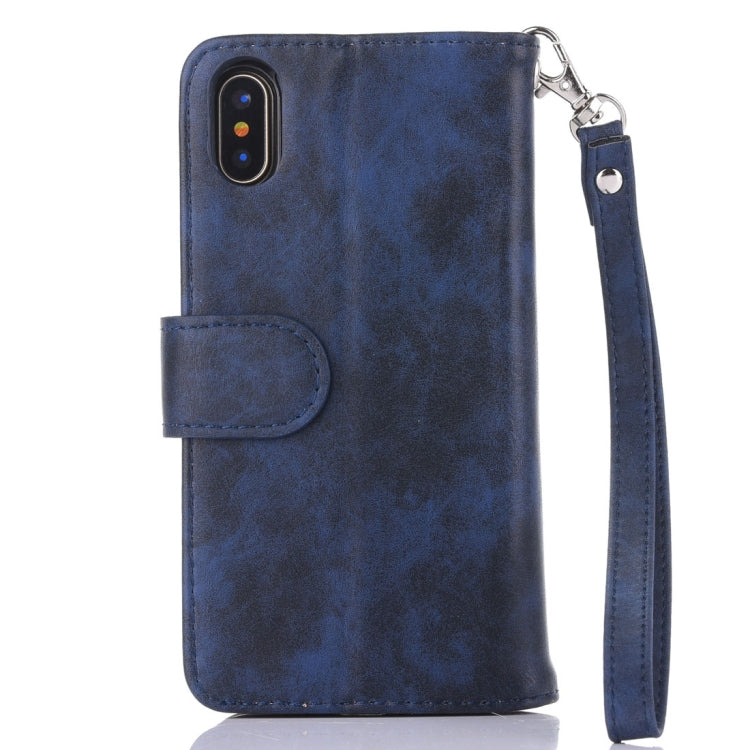 For iPhone X / XS Crazy Horse Texture Horizontal Flip Detachable Leather Case with Card Slots & Wallet & Photo Frame & Lanyard