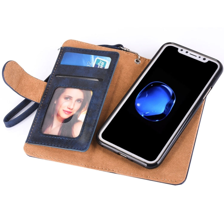 For iPhone X / XS Crazy Horse Texture Horizontal Flip Detachable Leather Case with Card Slots & Wallet & Photo Frame & Lanyard