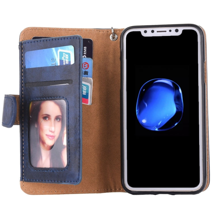 For iPhone X / XS Crazy Horse Texture Horizontal Flip Detachable Leather Case with Card Slots & Wallet & Photo Frame & Lanyard