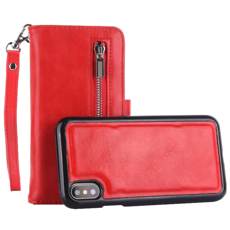For iPhone X / XS Crazy Horse Texture Horizontal Flip Detachable Leather Case with Card Slots & Wallet & Photo Frame & Lanyard