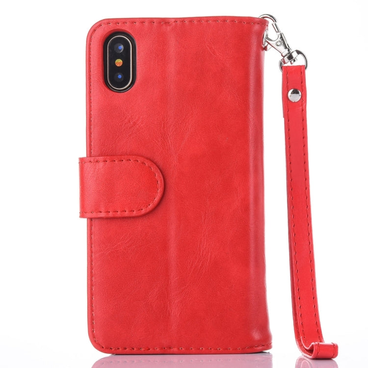 For iPhone X / XS Crazy Horse Texture Horizontal Flip Detachable Leather Case with Card Slots & Wallet & Photo Frame & Lanyard