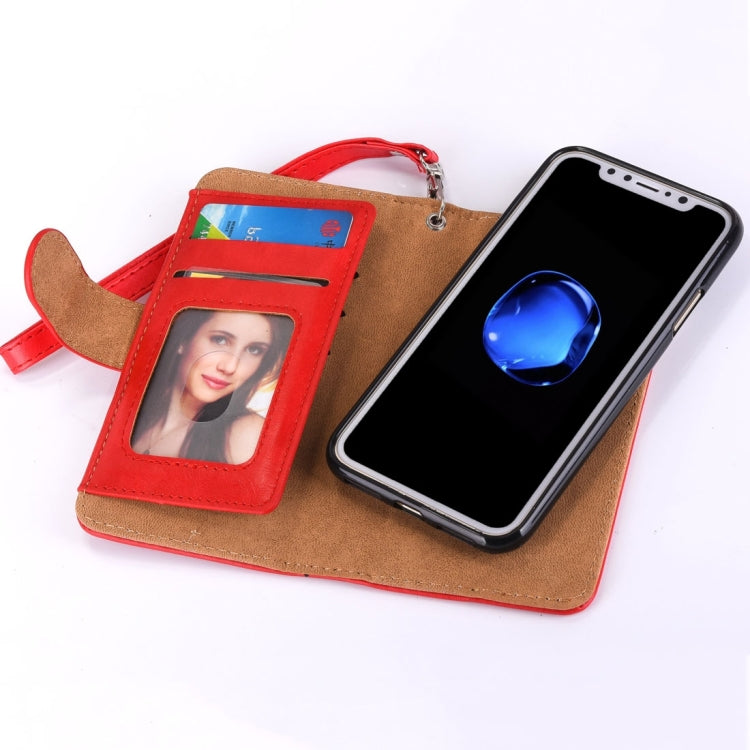 For iPhone X / XS Crazy Horse Texture Horizontal Flip Detachable Leather Case with Card Slots & Wallet & Photo Frame & Lanyard
