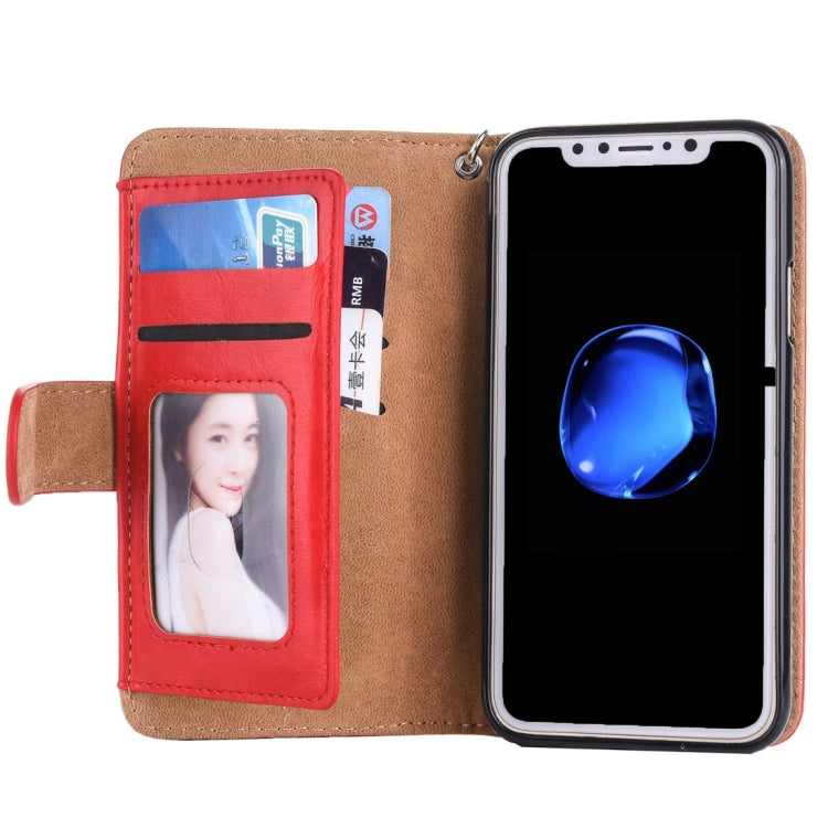 For iPhone X / XS Crazy Horse Texture Horizontal Flip Detachable Leather Case with Card Slots & Wallet & Photo Frame & Lanyard