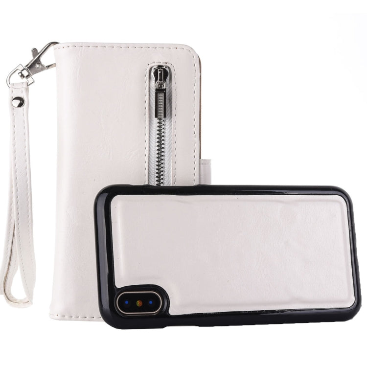 For iPhone X / XS Crazy Horse Texture Horizontal Flip Detachable Leather Case with Card Slots & Wallet & Photo Frame & Lanyard