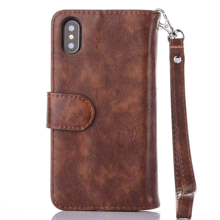 For iPhone X / XS Crazy Horse Texture Horizontal Flip Detachable Leather Case with Card Slots & Wallet & Photo Frame & Lanyard