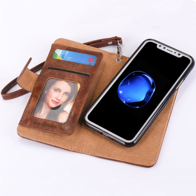 For iPhone X / XS Crazy Horse Texture Horizontal Flip Detachable Leather Case with Card Slots & Wallet & Photo Frame & Lanyard