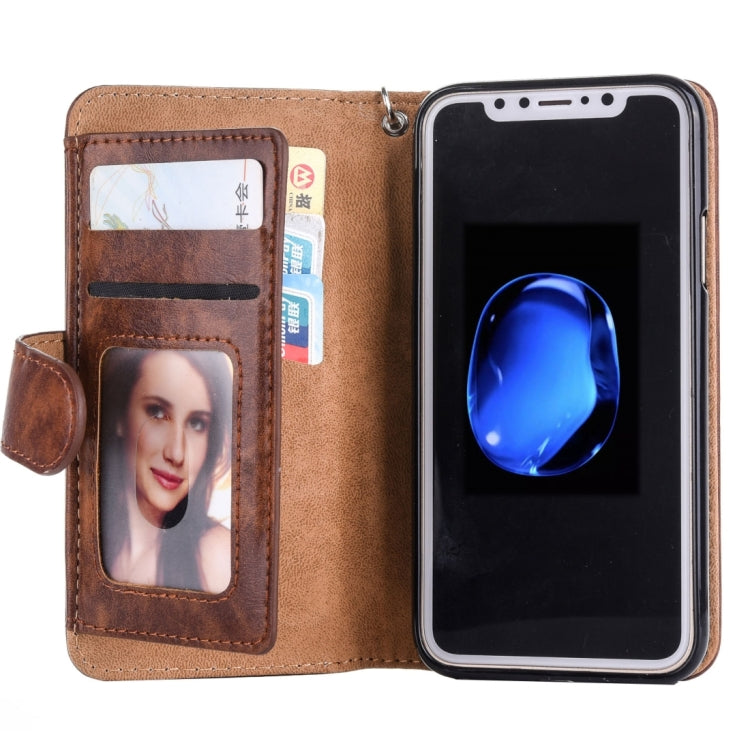 For iPhone X / XS Crazy Horse Texture Horizontal Flip Detachable Leather Case with Card Slots & Wallet & Photo Frame & Lanyard