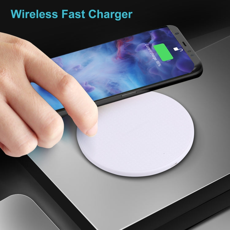 10W QI Plaid Pattern Round Plastic Wireless Charger