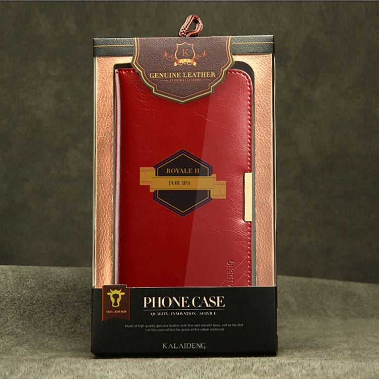For iPhone X / XS KALAIDENG ROYALE Series TPU Magnetic Horizontal Flip Genuine Leather Case with Card Slots & Holder (Black)