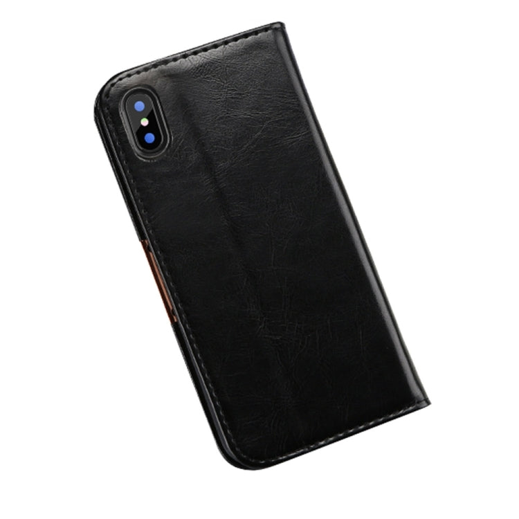 For iPhone X / XS KALAIDENG ROYALE Series TPU Magnetic Horizontal Flip Genuine Leather Case with Card Slots & Holder (Black)