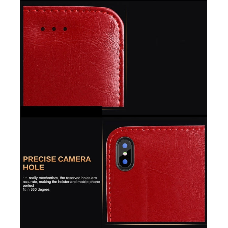 For iPhone X / XS KALAIDENG ROYALE Series TPU Magnetic Horizontal Flip Genuine Leather Case with Card Slots & Holder (Black)