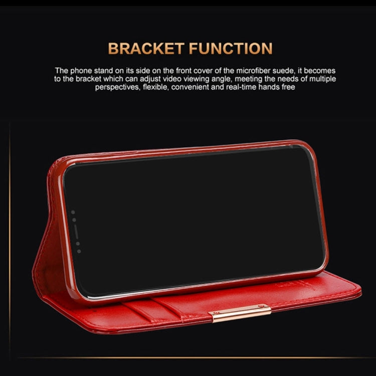 For iPhone X / XS KALAIDENG ROYALE Series TPU Magnetic Horizontal Flip Genuine Leather Case with Card Slots & Holder (Black)