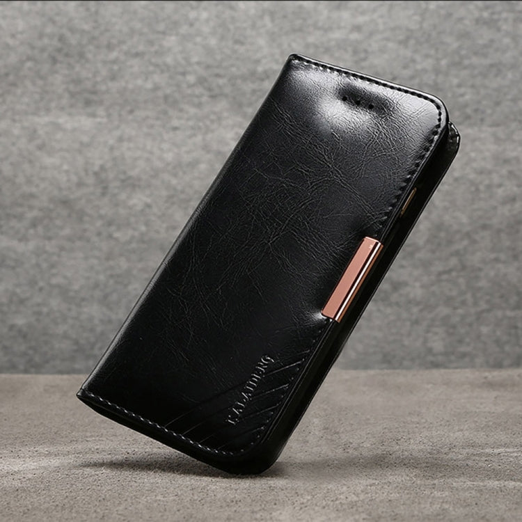 For iPhone X / XS KALAIDENG ROYALE Series TPU Magnetic Horizontal Flip Genuine Leather Case with Card Slots & Holder (Black)