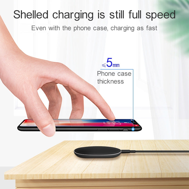 10W Max Fast Charging ABS Pad Qi Standard Wireless Charger with Indicator Light, CD-1054 10W Qi Standard High Speed Wireless Charger