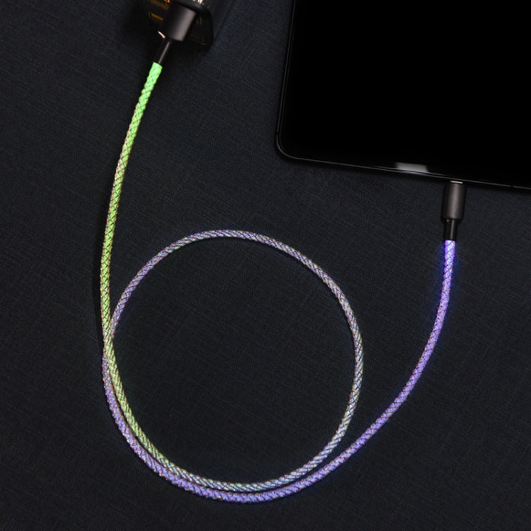 66W USB to USB-C / Type-C RGB Fast Charging Data Cable, Cable Length: 1m