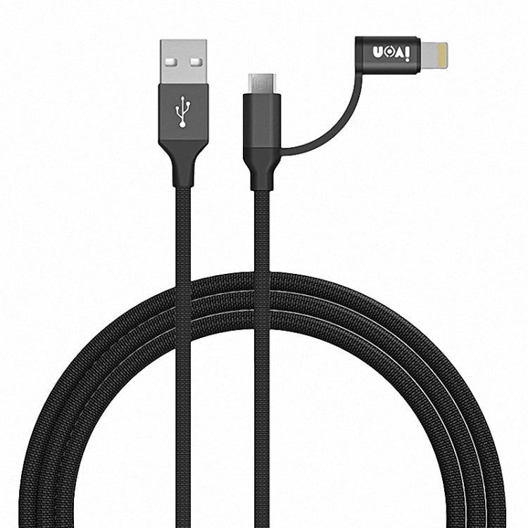 IVON CA51 2.4A USB to 8 Pin + Micro USB 2 in 1 Charging Sync Data Cable, Length: 1m
