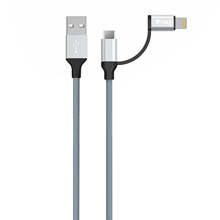 IVON CA51 2.4A USB to 8 Pin + Micro USB 2 in 1 Charging Sync Data Cable, Length: 1m