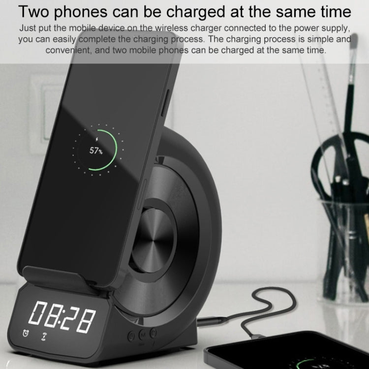 WD-200 10W 3 In 1 Multi-function Wireless Charger with Bluetooth Speaker Alarm Clock