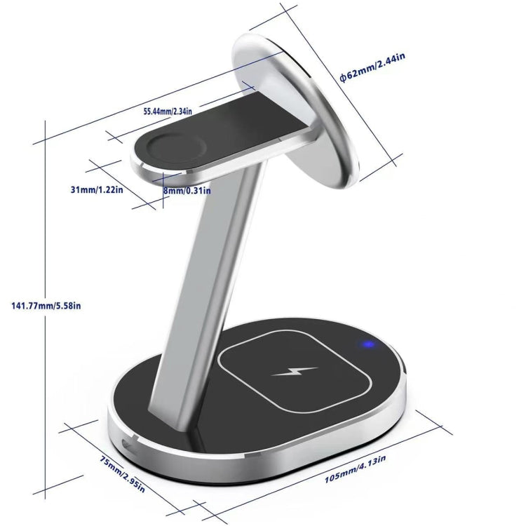 3 in 1 Magnetic Wireless Charger with 18W Fast Charging Adapter, US Plug