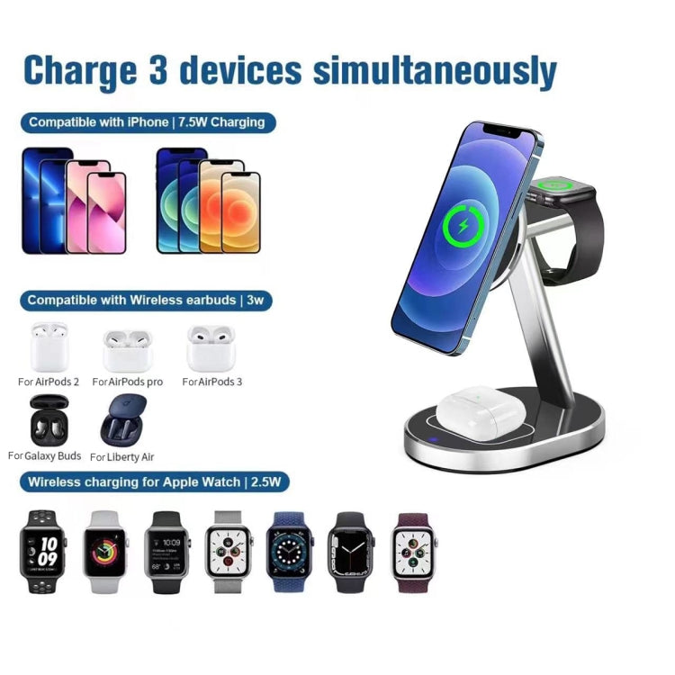 3 in 1 Magnetic Wireless Charger with 18W Fast Charging Adapter, US Plug